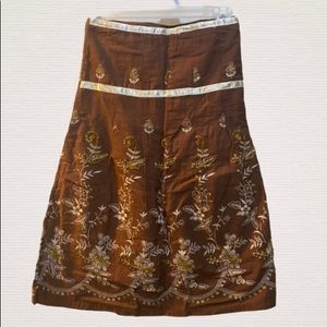 Brown midi length skirt